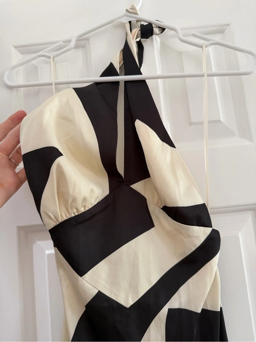 Bardot Black and cream Abstract Halter dress